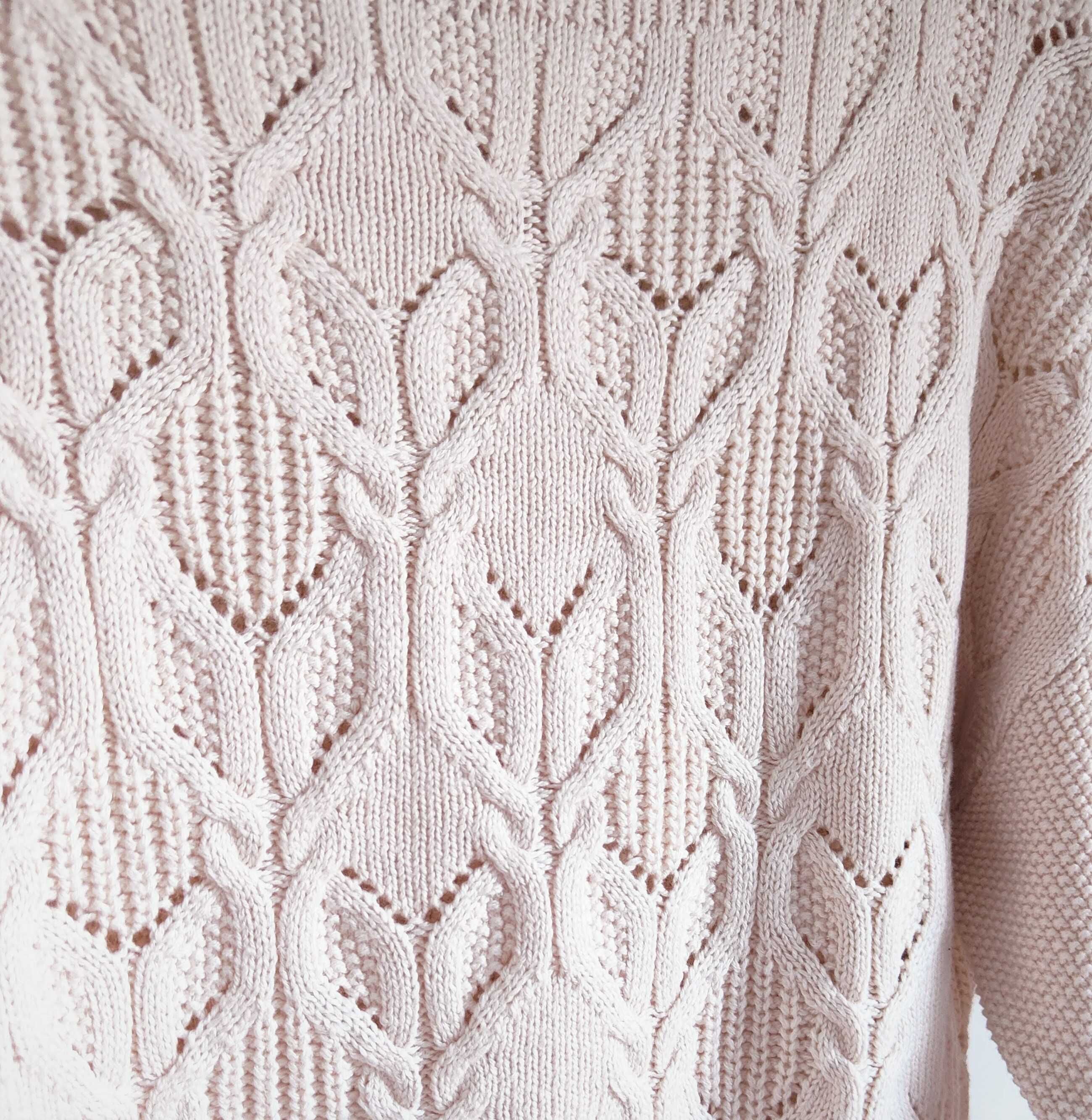 Nowy sweter Reserved pudrowy róż L 40 różowy gruby splot