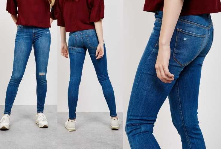 BERSHKA jeans rurki SKINY przecierane DZIURY 34 XS