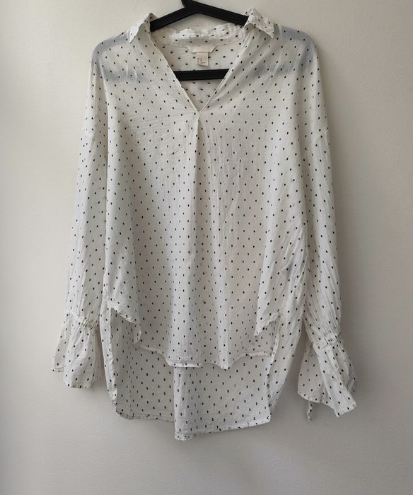 H&M piękna haftowana bawełniana koszula oversize S/M