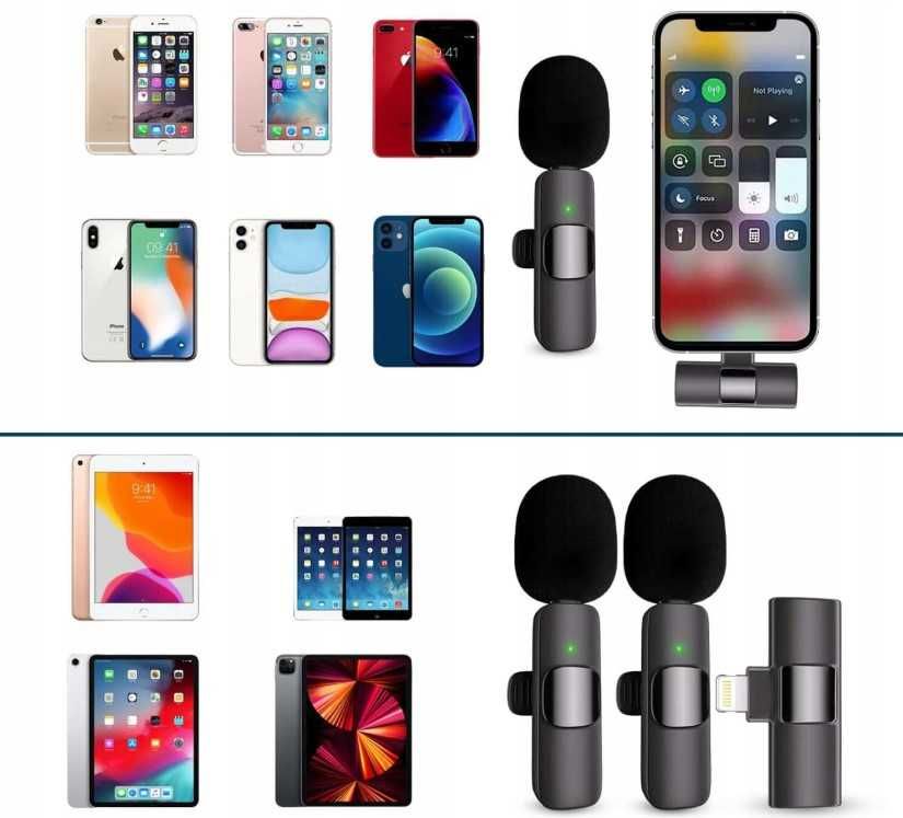 2x mikrofon KRAWATOWY bezprzewodowy mały iOS do telefonu iPhone