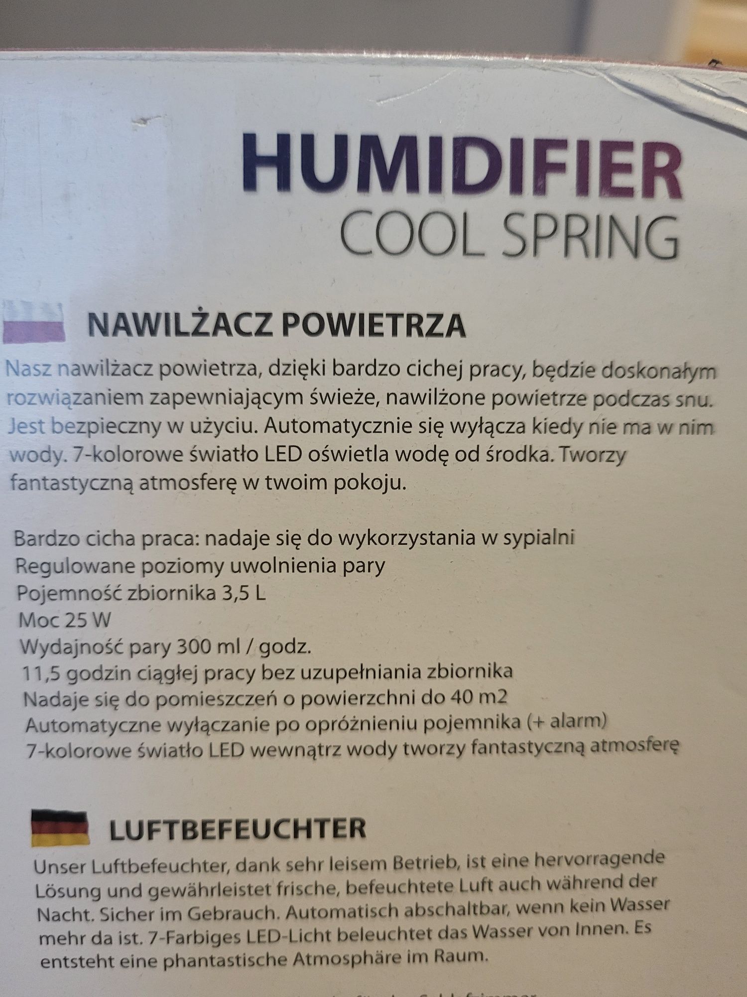 Esperanza Cool Spring nawilżacz powietrza duży pojemny 3,5l do 40m2