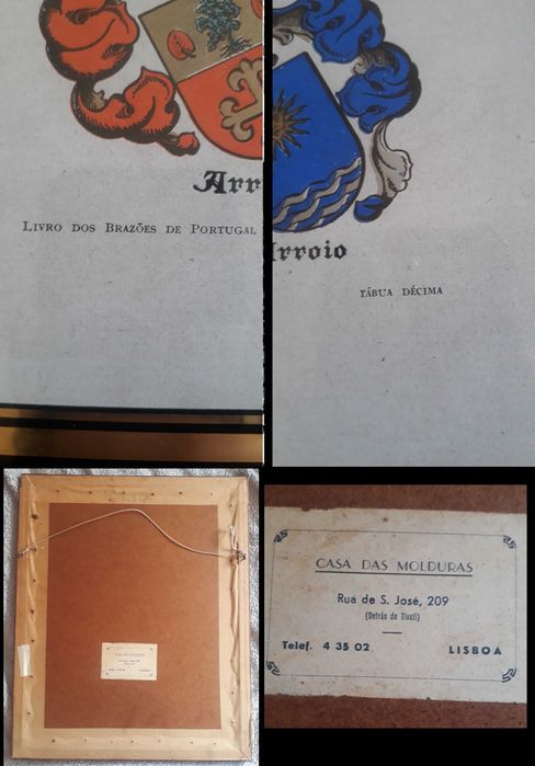 3 Gravuras raras do«Livro dos Brazões de Portugal»(ed.1929)emolduradas