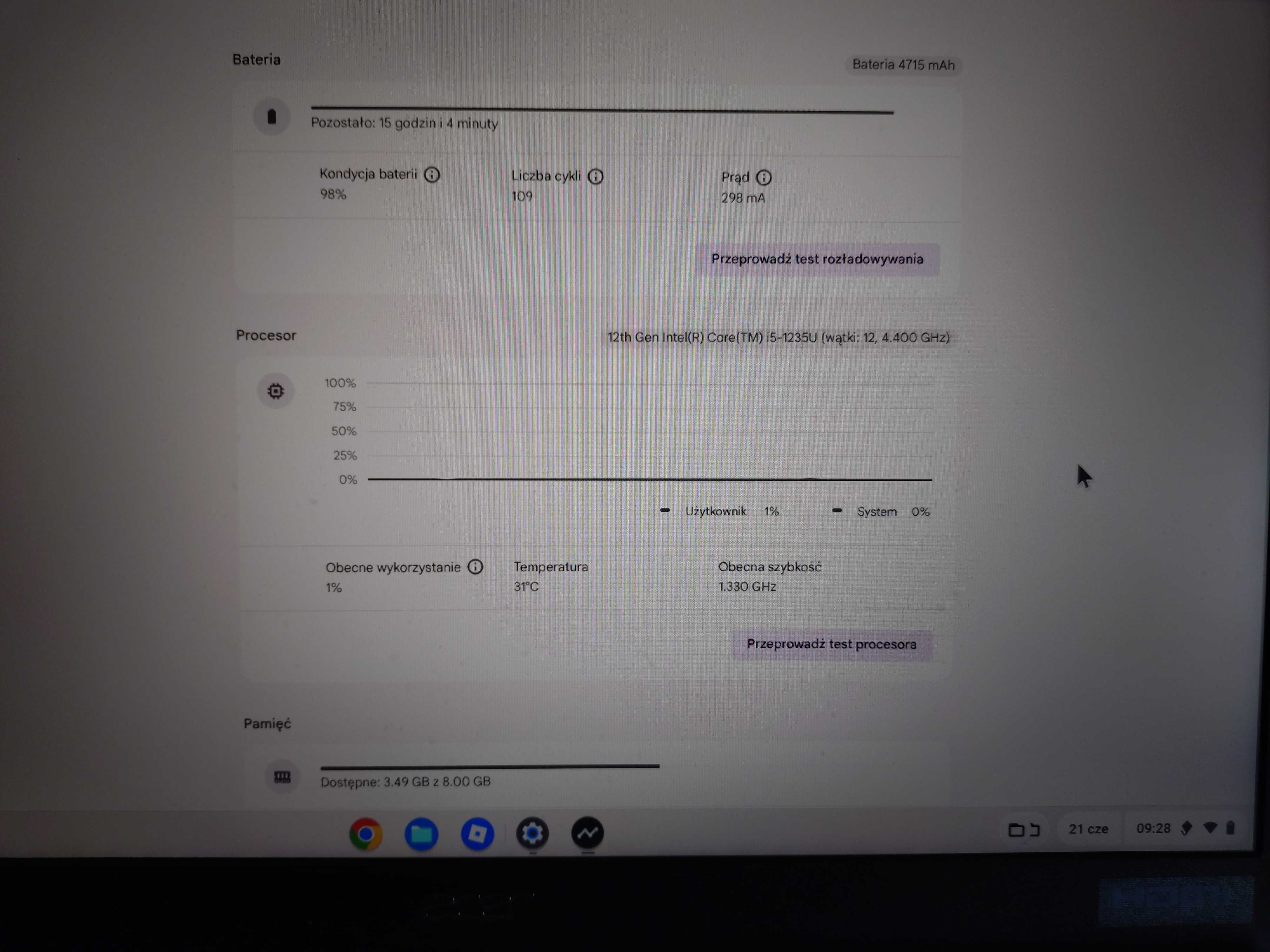 Acer Chromebook Plus 515 8/512GB Google Play, Steam, Linux