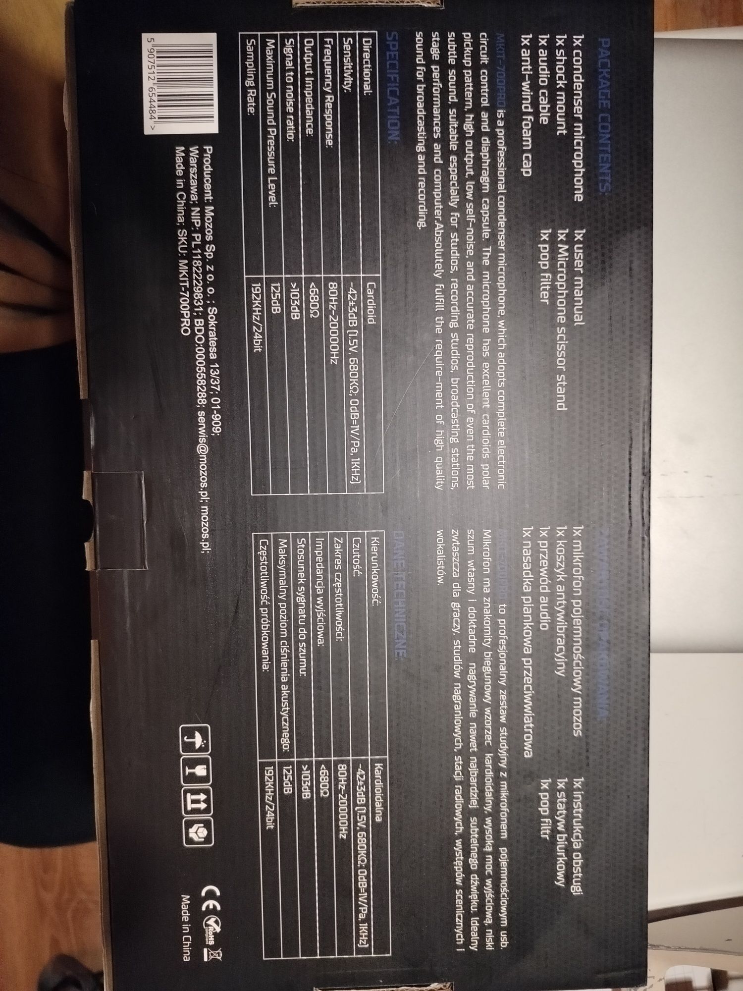Mikrofon pojemnościowy mozos mkit-700pro Ver.2