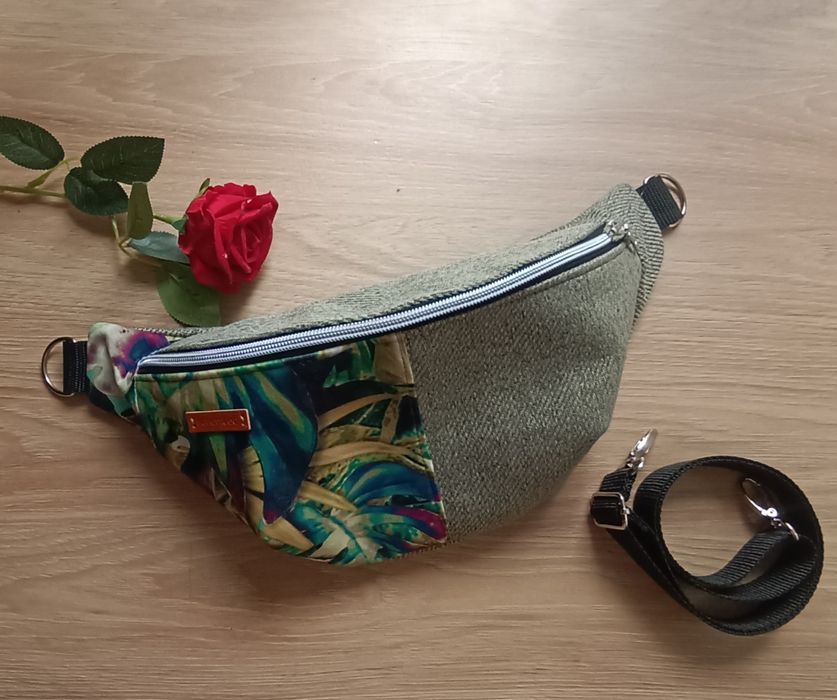 Nerka torebka saszetka oliwkowa zieleń handmade rękodzieło