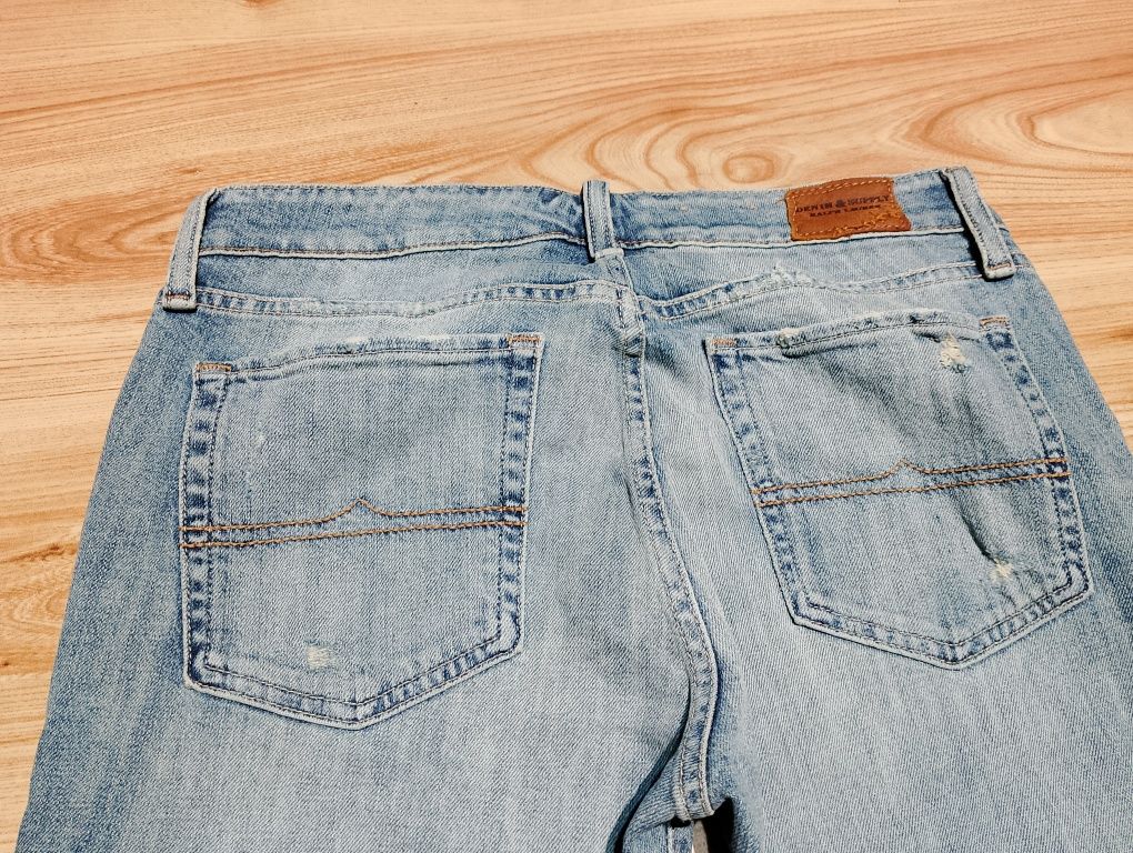 Niebieskie Damskie Spodnie Jeansowe Dżinsowe Z Przetarciami Denim&Supp