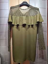 Piękna koronkowa sukienka khaki święta , sylwester (pinko,ralph)