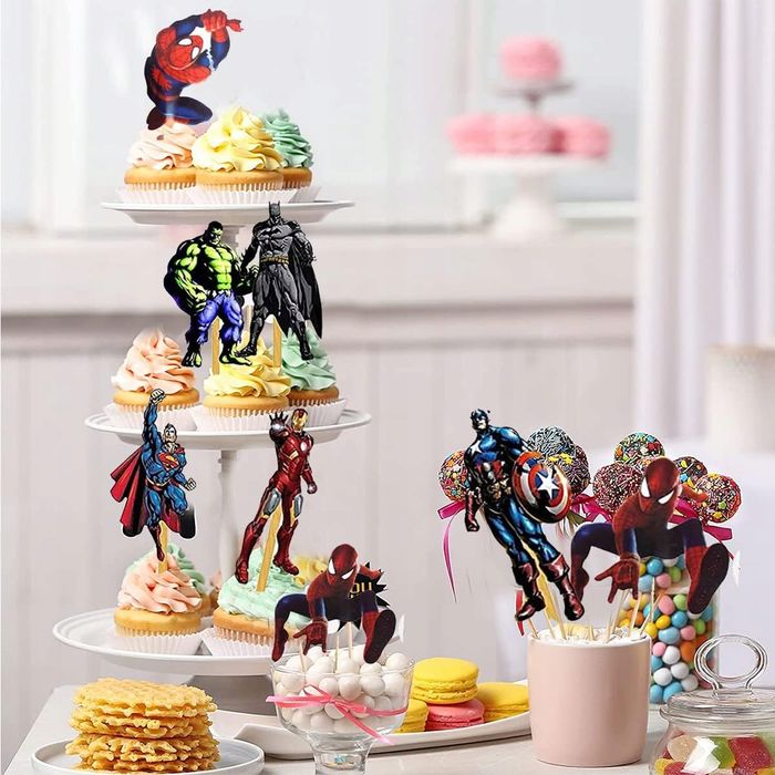 Zestaw 48 Topperów na Tort Superbohater Dekoracje Spiderman Cupcake