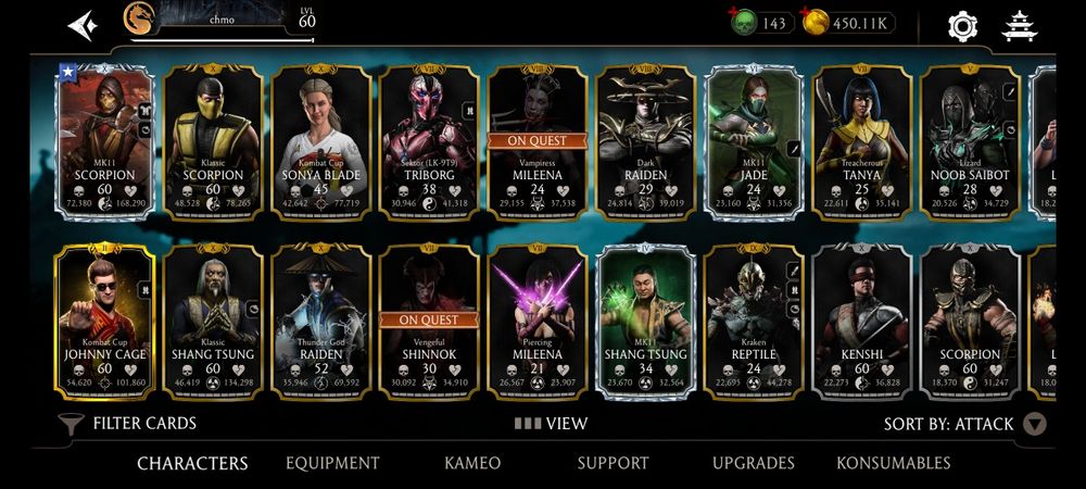 Продаю аккаунт в MK M (Mortal Kombat Mobile)