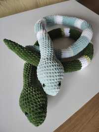 Pluszowy wąż HANDMADE 105 cm kolor morski | Pluszak szydełkowy prezent