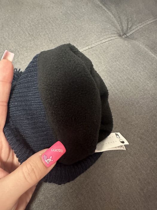 Czapka zimowa dla chłopca z pomponem niebieska Granatowa nowa tex