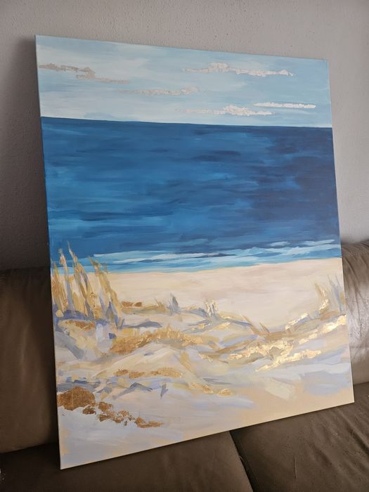 Wielki obraz morze bałtycki, plaża szlagmetal 100x80cm