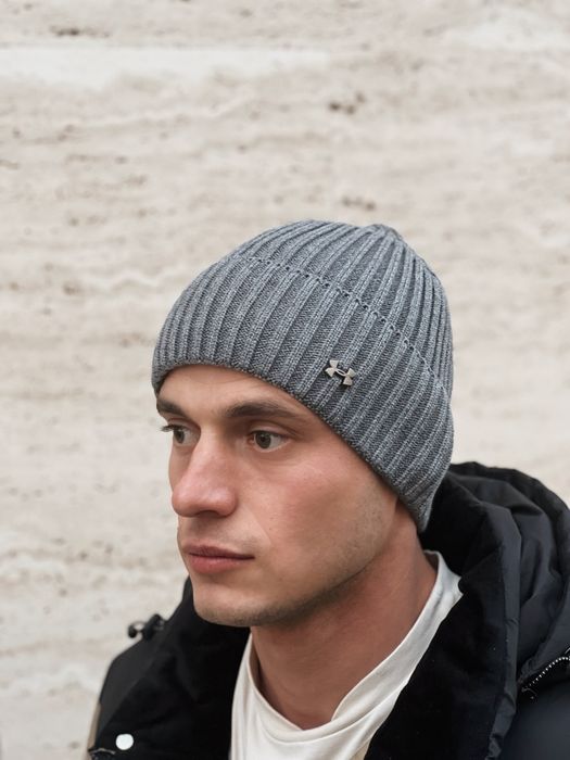 Мужская шапка UNDER ARMOUR кашемир зимняя теплая 48-62  вязанная шерст