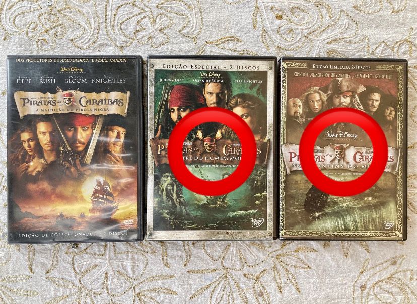 Filmes em DVD desde 0,50€. Senhor dos Aneis e Piratas das Caraibas.