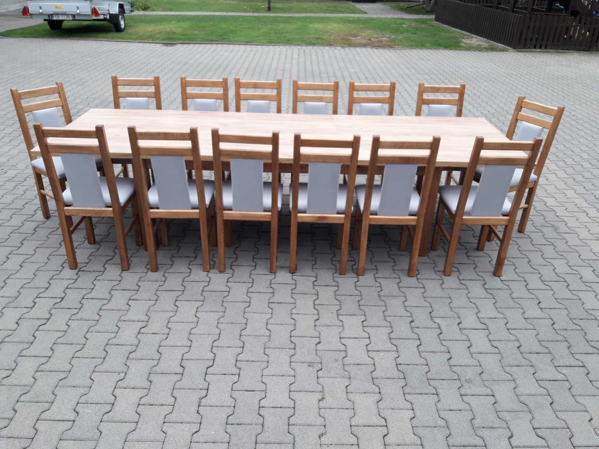stol 244/314x103 +14 krzesel blat craft zloty okazja solidne krzesła