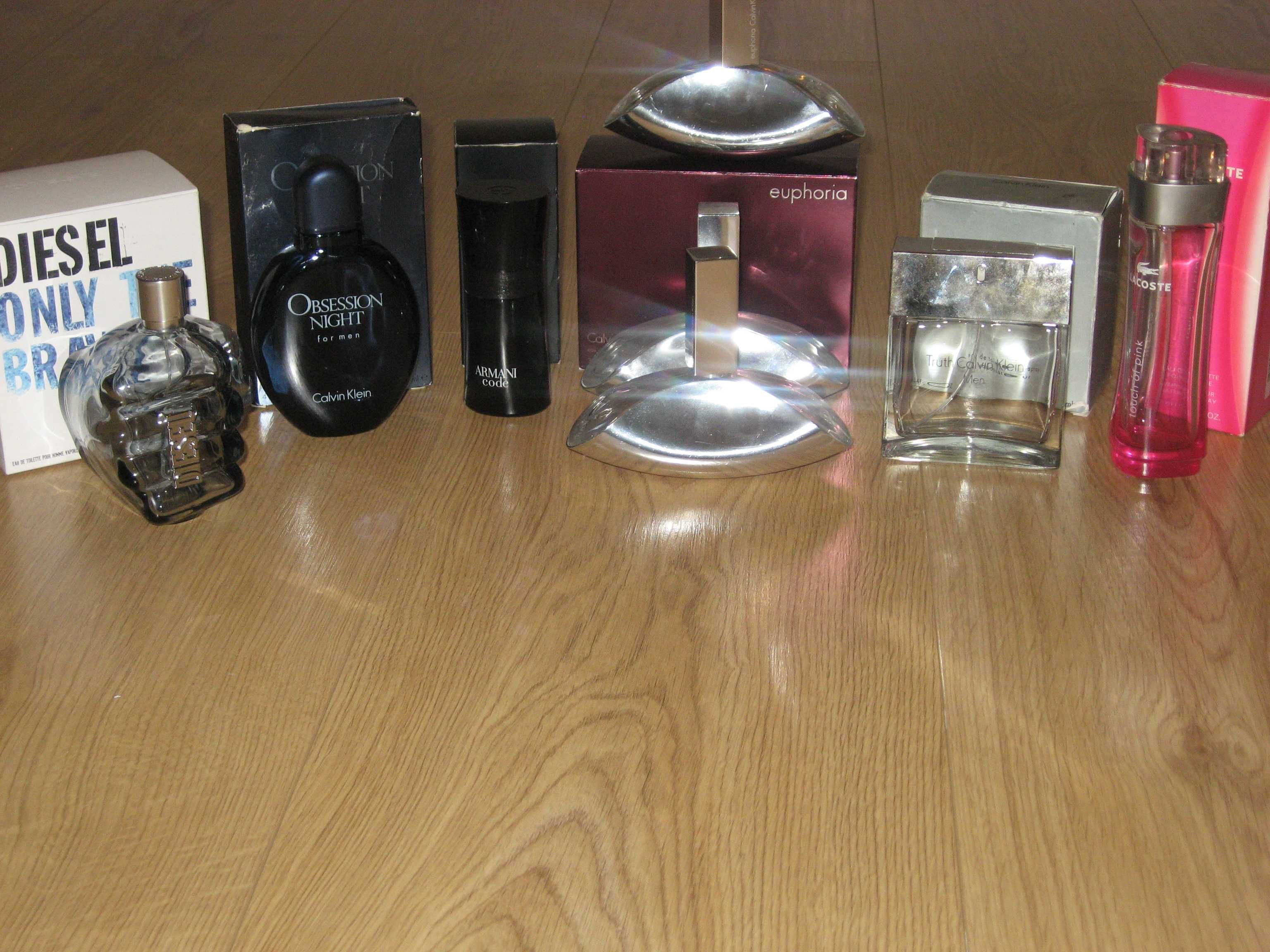 Puste Flakony Giorgio Armani Lacoste Diesel Calvin Klein + Pudełka bdb