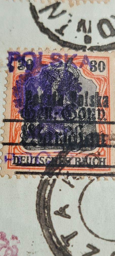 1918 Czwórka pion Poczta Konin PP/GGW 30 Fen