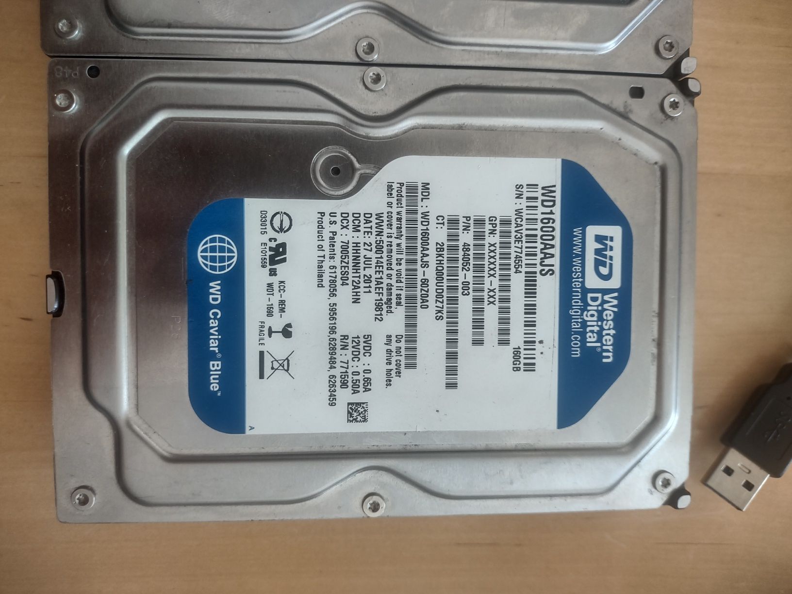 HDD 160GB x3 plus adapter Sata->USB3.0