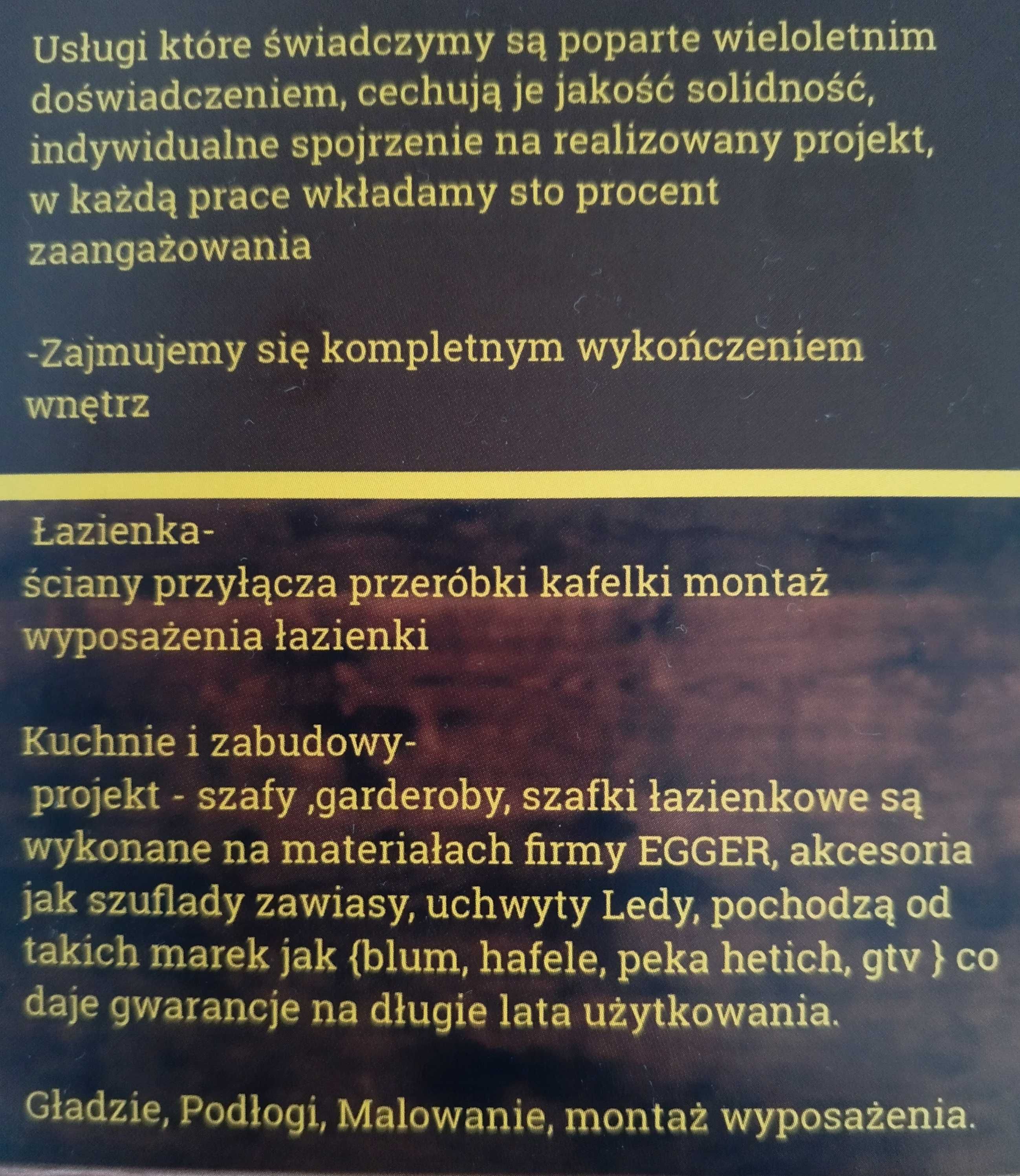 Usługi projektowania i wykończenia wnętrz łazienki kuchnie hydraulika
