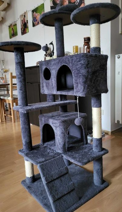 Drapak dla Kota Wielopoziomowy, Stabilny i Komfortowy Ciemnoszary NOWY