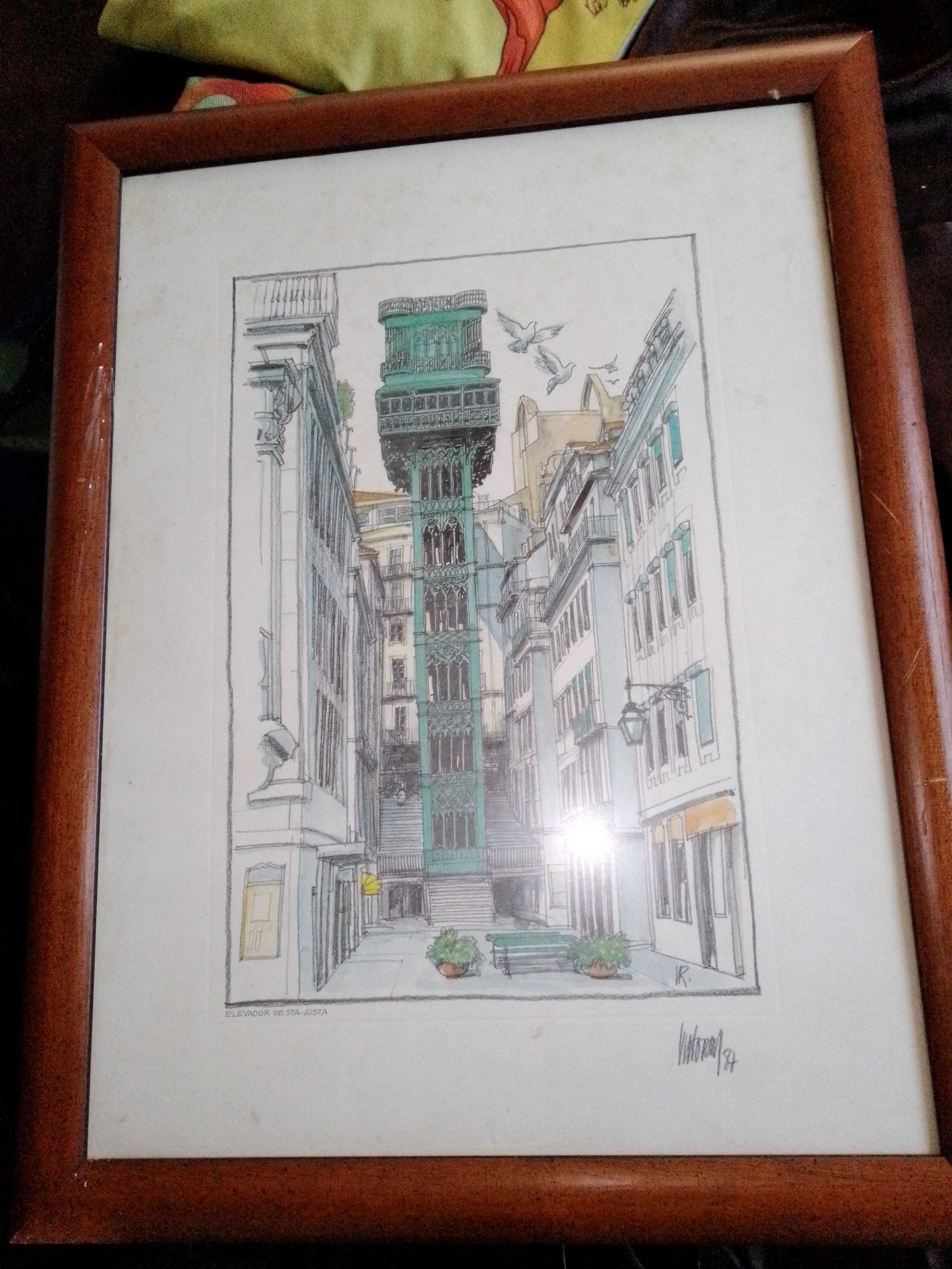 quadro elevador de santa justa pintor Vitor Ribeiro 1987