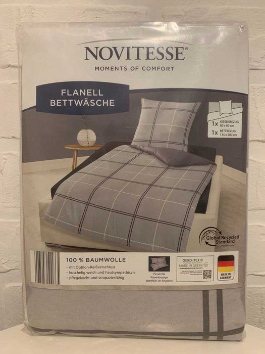 Полуторный Комплект 1.5 Фланель Постельное Белье Хлопок 100% Германия