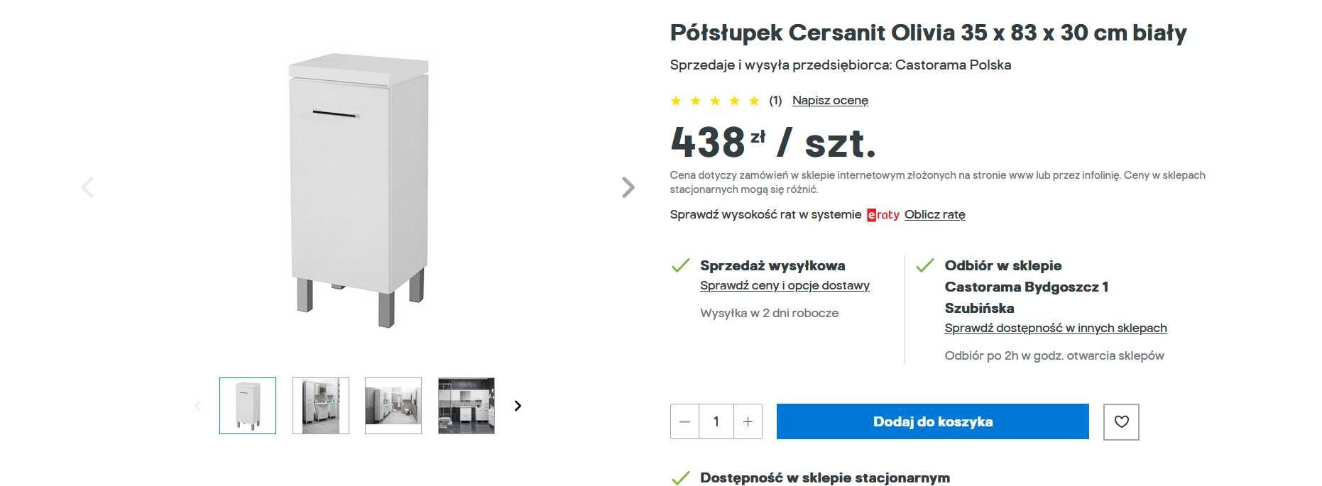 Szafka łazienkowa z umywalką oraz szafka (półsłupek)