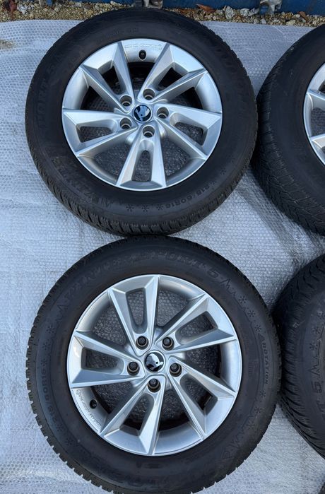 Koła Aluminiowe Skoda Audi 5x112 ET43 ZIMA 215/60R16 idealne 8,78 mm!