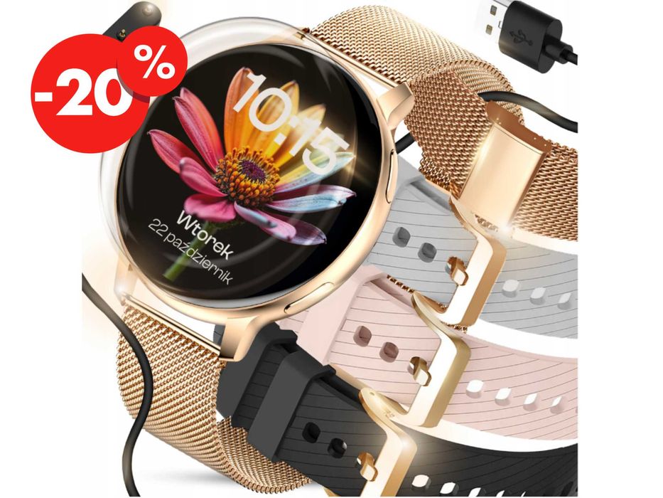 Smartwatch Damski Zegarek Rozmowy Powiadomienia Sport Zdrowie - OKAZJA