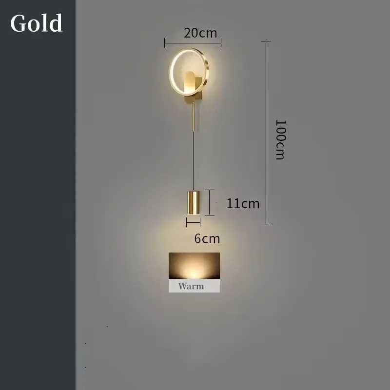 Złota lampka nocna do sypialni ,lampa ścienna do salonu
