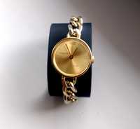 LUGANA Szwajcarski damski zegarek mechaniczny nakręcany Vintage Złoty