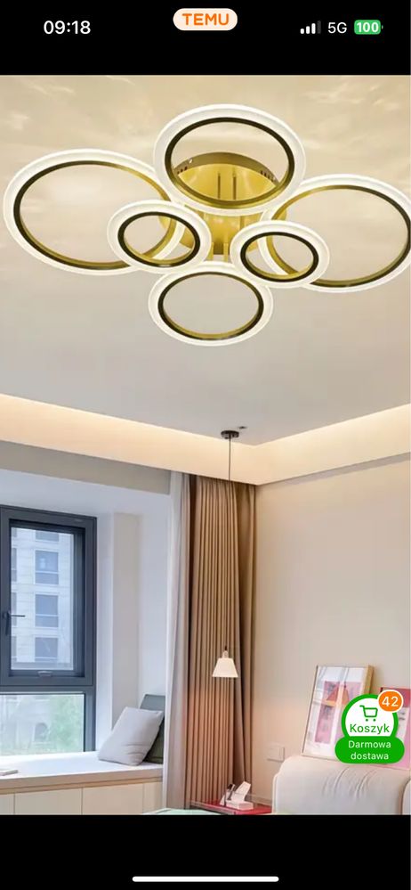 Lampa salonowa zloto biala