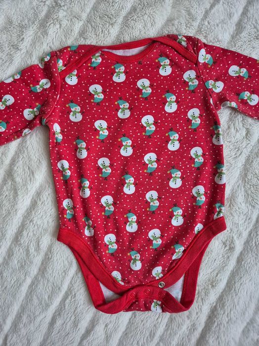 Czerwone body świąteczne F&F 80 bawełna bałwanki święta