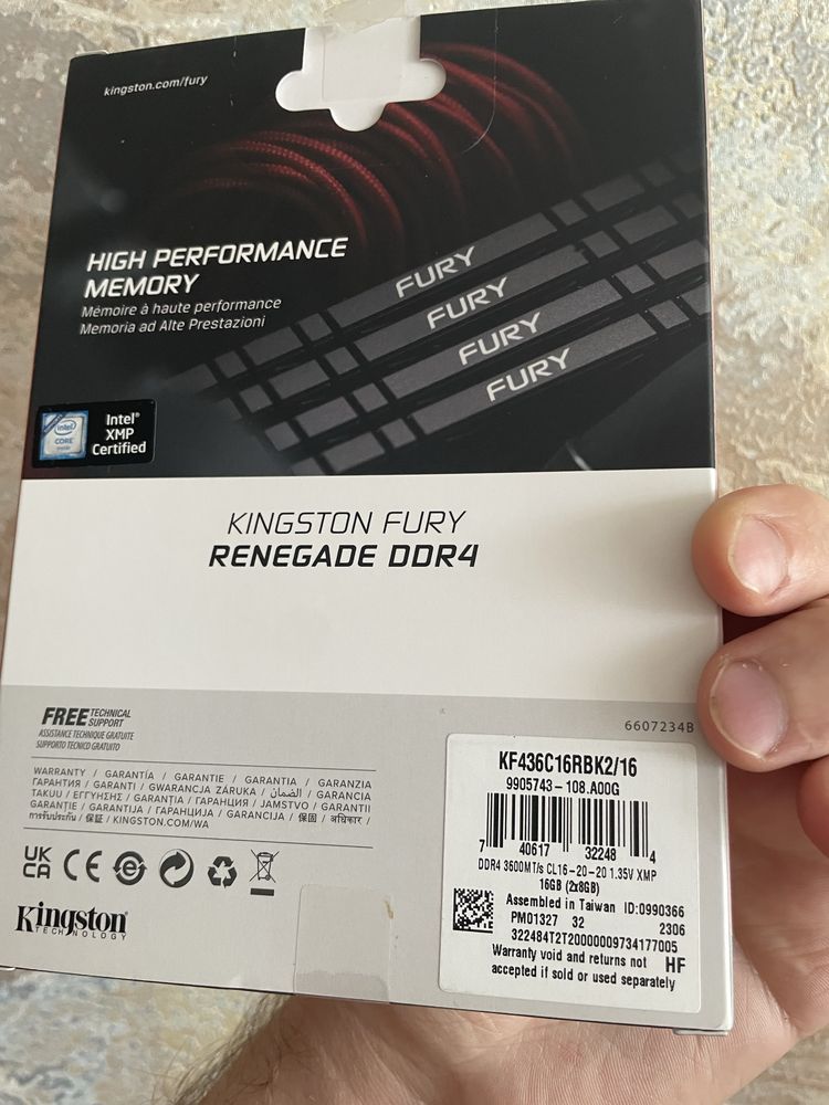 Оперативная память Kingston FURY Renegade 3600Mhz 16Gb 2x8 DDR4