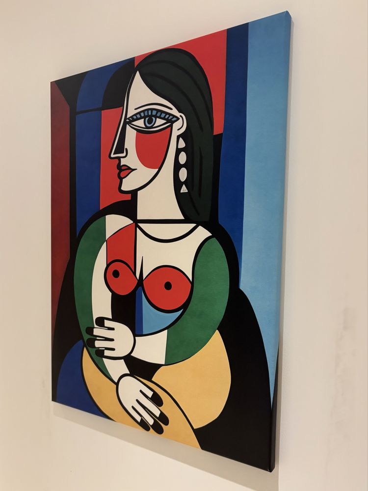Quadro de Retrato Feminino Cubista - Impressao em tela