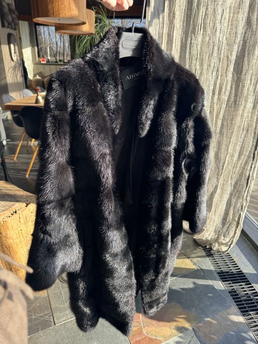 Шуба норка, на зиму, теплая, 90 см