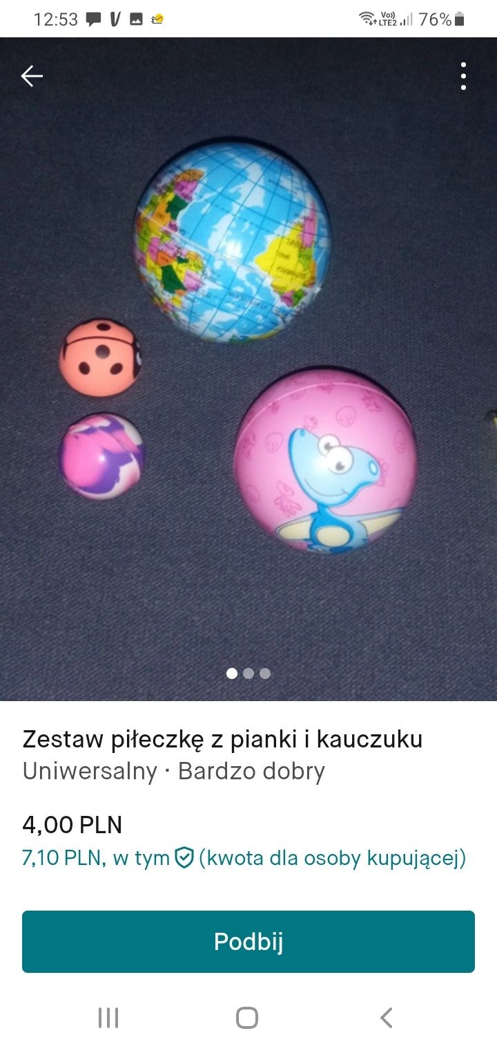 Zestaw piłek z kalkuluje i gumowych z rzepa