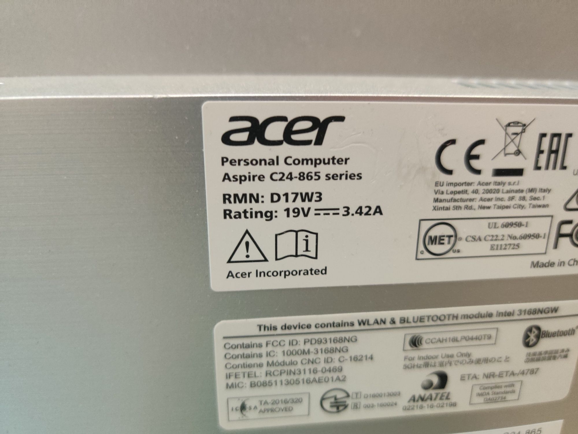 Запчасти на Моноблоки Acer Aspire C24-865 series D17W3