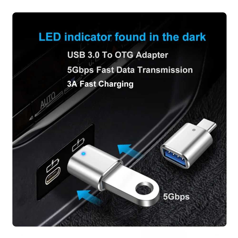 OTG переходник USB-A / USB-С - 3.0 для Type-C / цвет серебристый