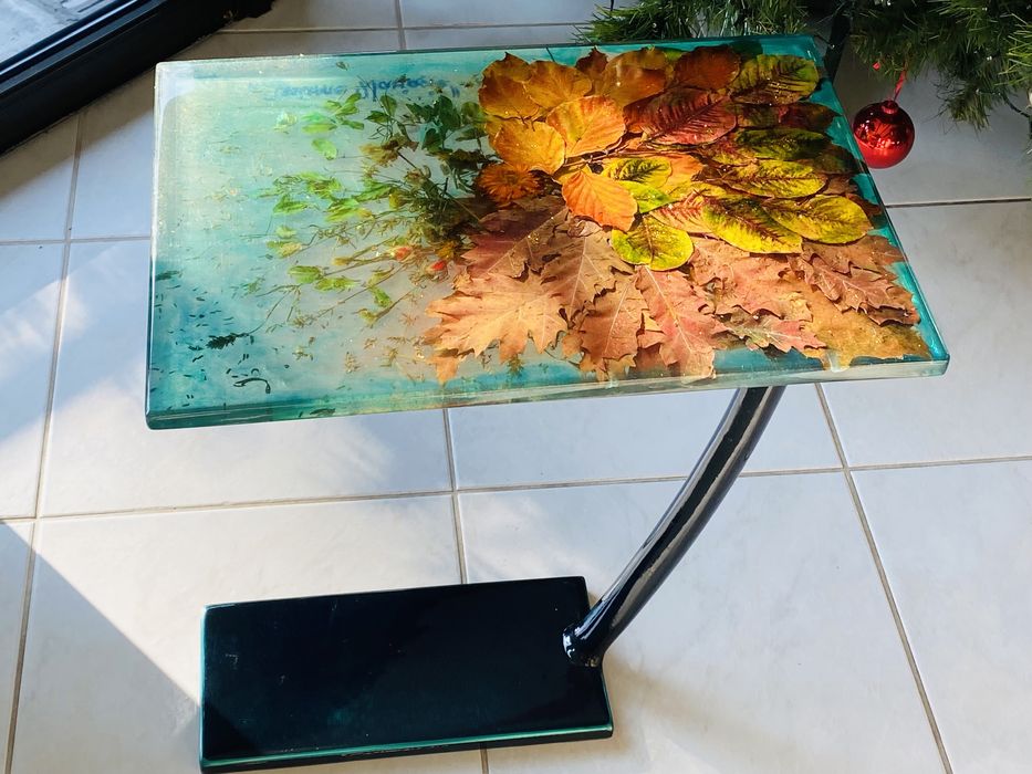 Stół z żywicy epoksydowej, ergonomiczny "Jesienne wariacje"