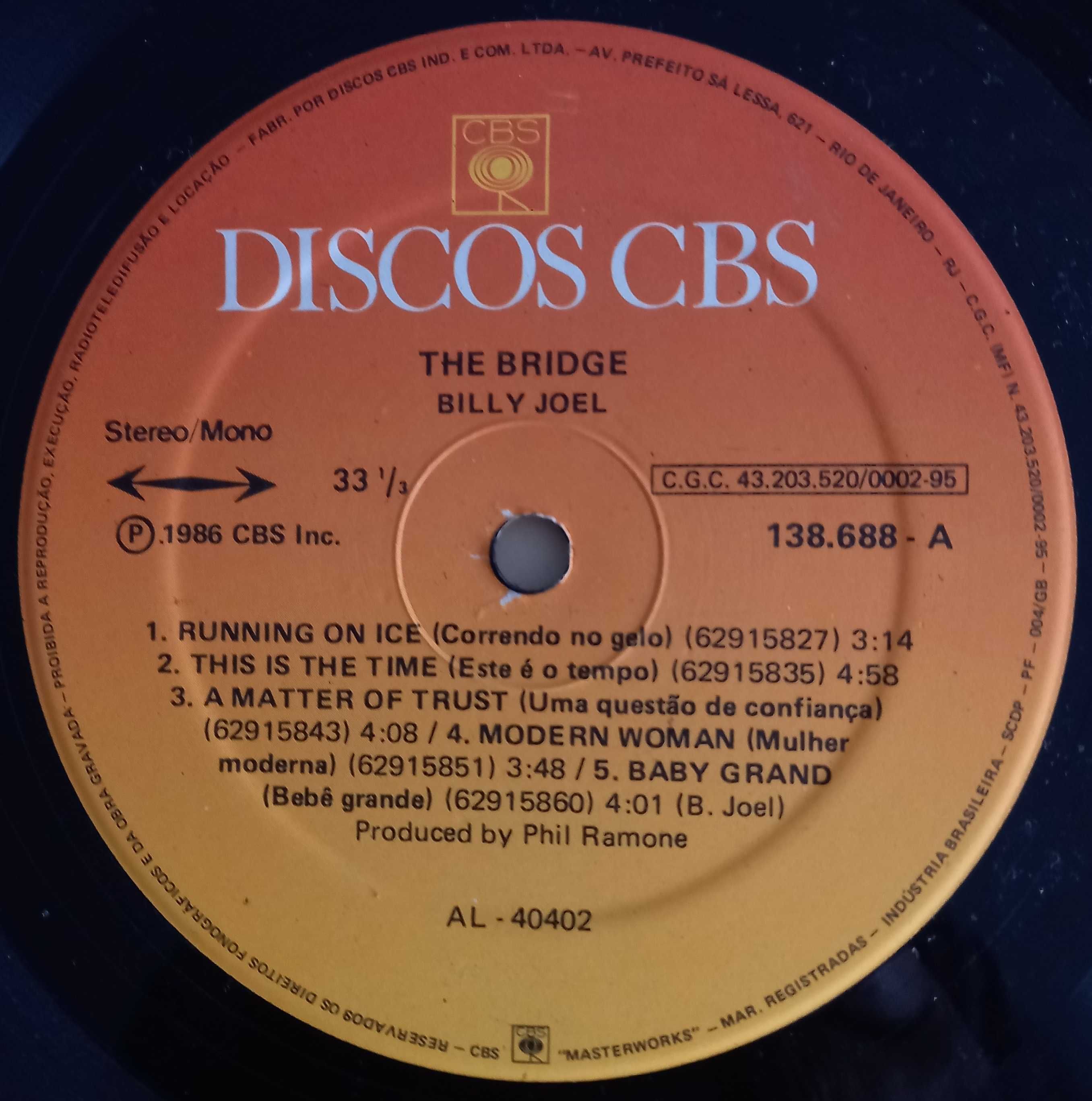 LP Billy Joel "The Bridge", 1986 год