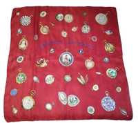 Шикарный шёлковый платок старинные часы хустка шовкова  винтажный