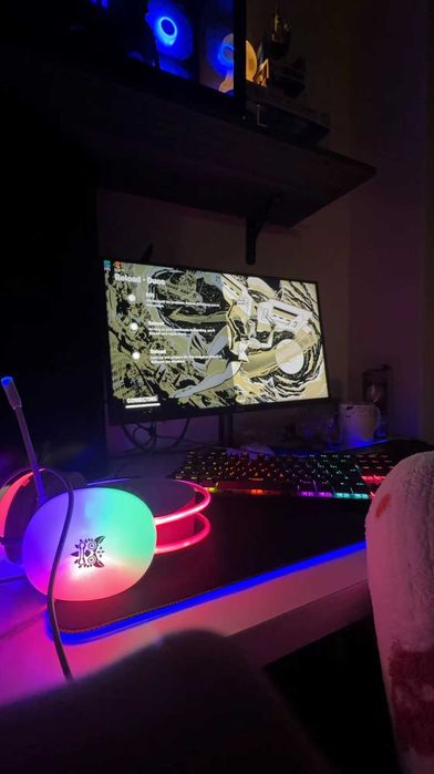 Białe Słuchawki Gamingowe Full RGB