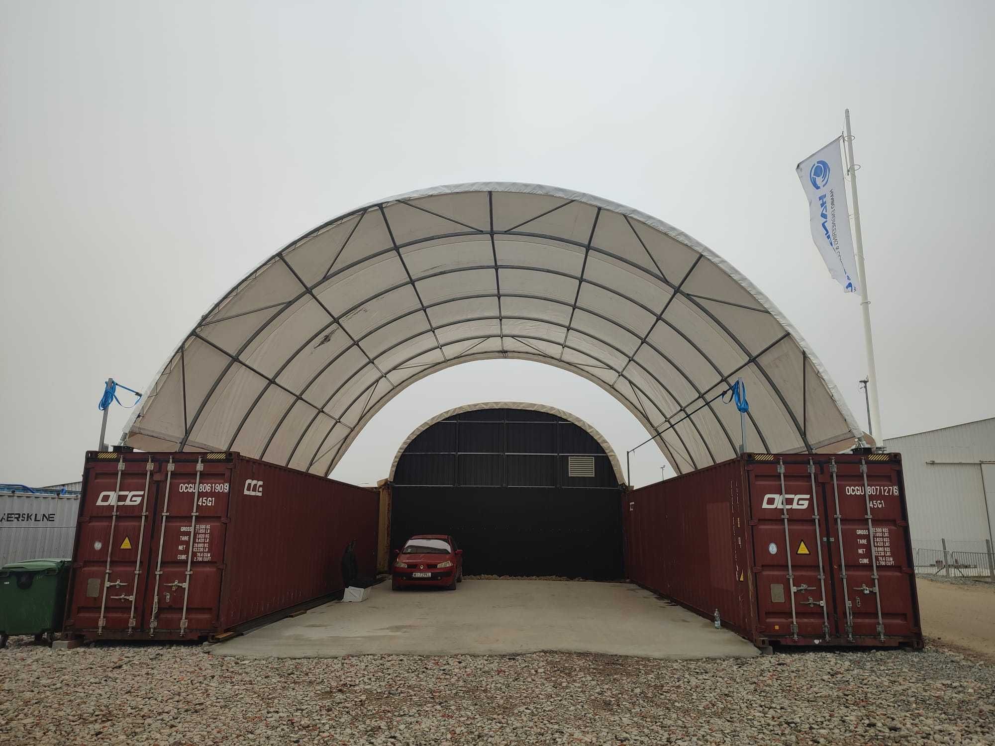 Zadaszenia Kontenerowe 12x12m (namiot magazynowy, wiata kontenerowa)