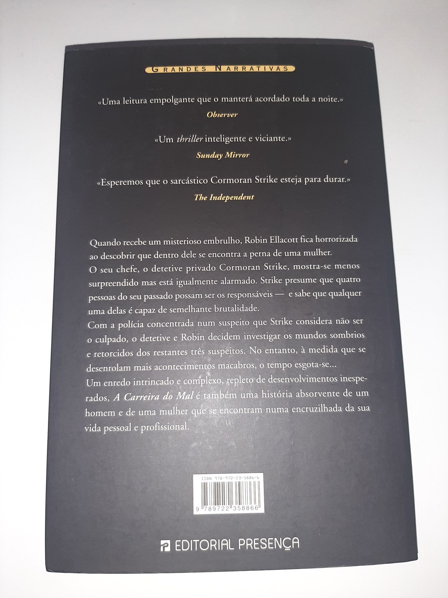 LIVRO "A Carreira do Mal" de Robert Galbraith