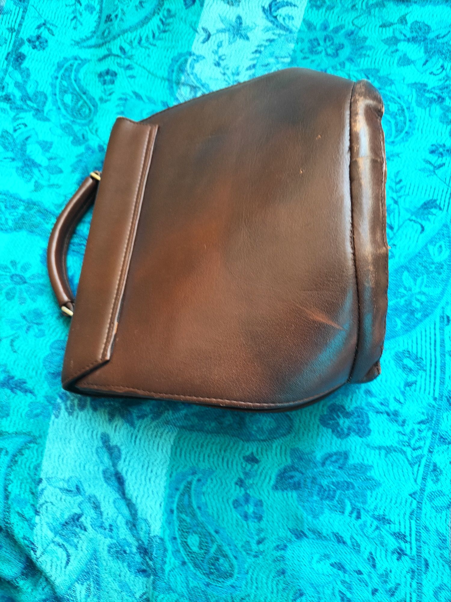 Torebka skórzana kuferek retro prl 25x21 cm