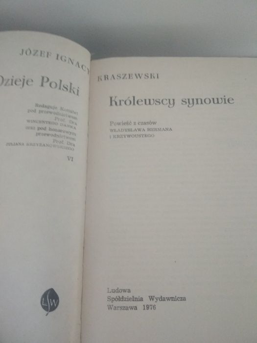 Królewscy synowie Józef Ignacy Kraszewski-1976