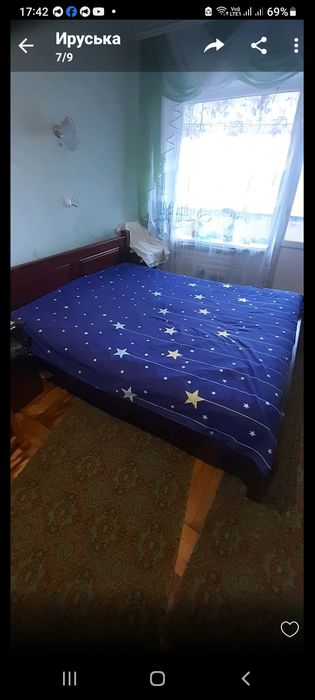 Продаю деревянную кровать на ламелях б/у+матрац
