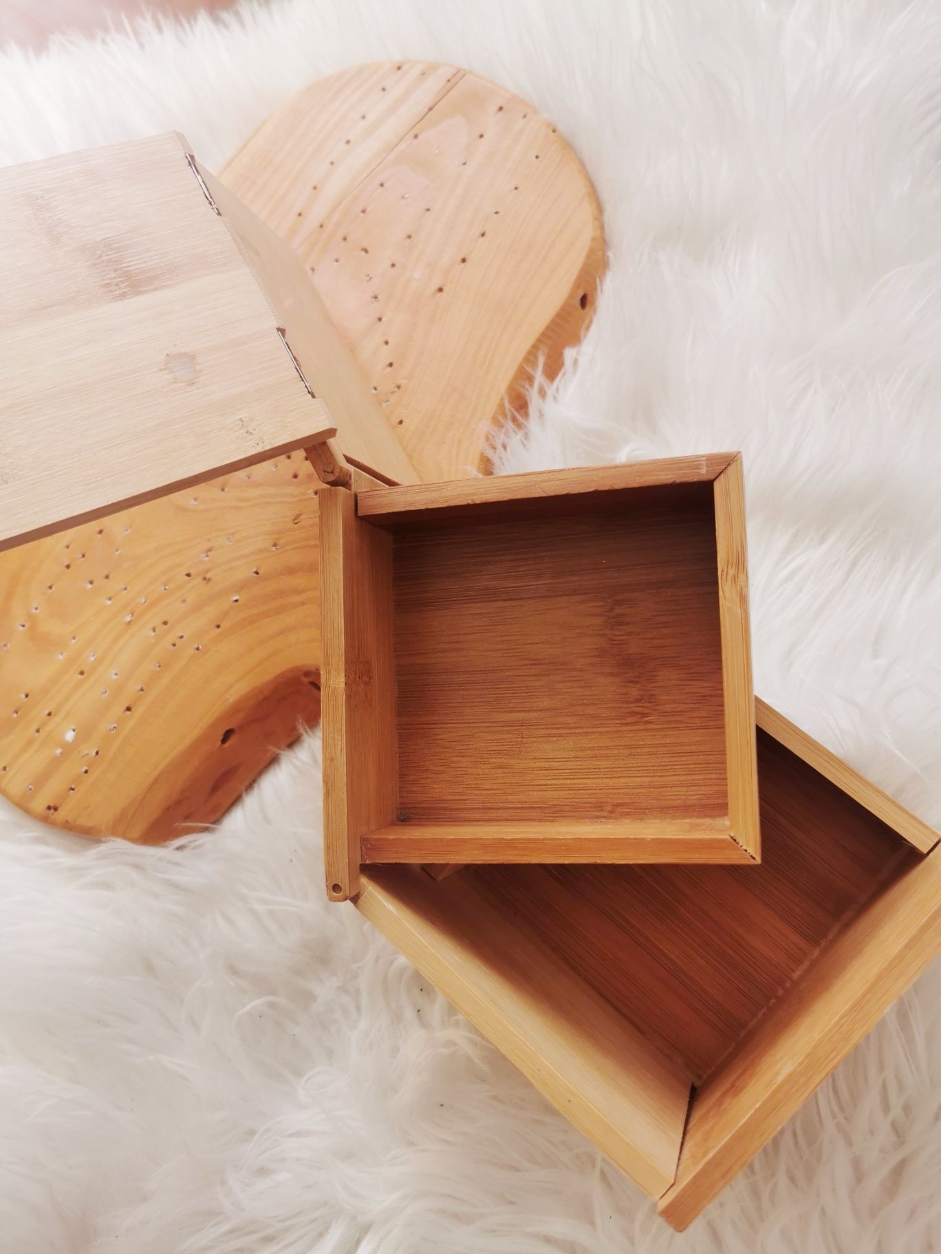 drewniany boho zestaw deska szkatułka organizer drewno naturalne