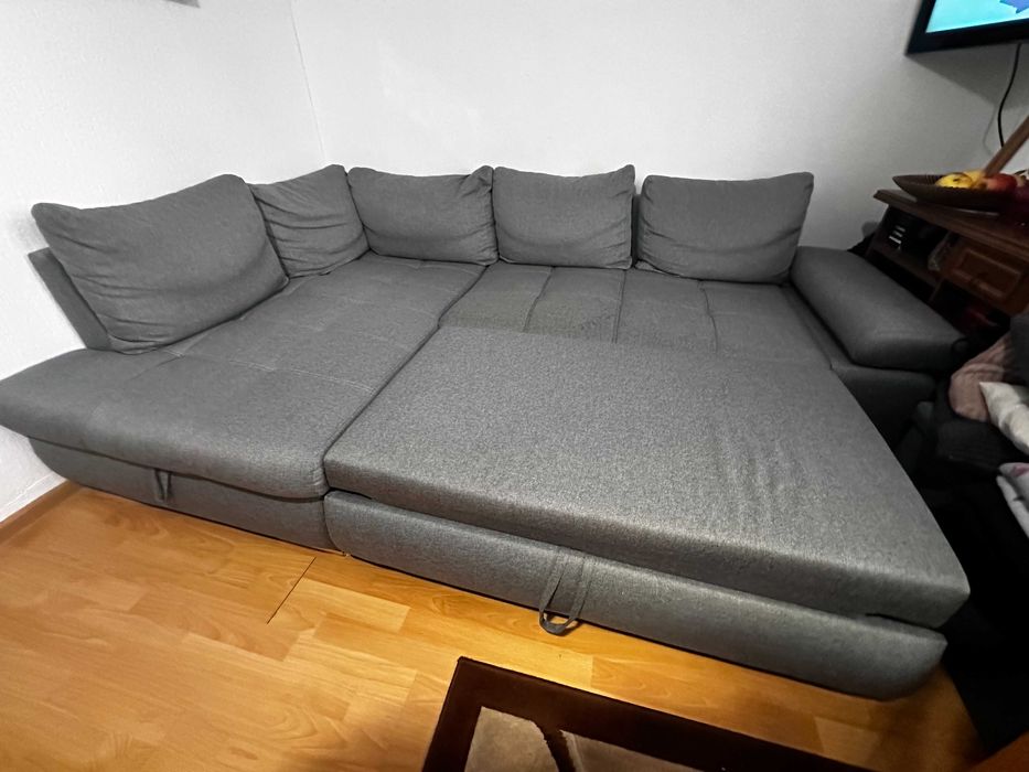 Narożnik lewostronny Sole rozkładany z pojemnikiem szary BRW